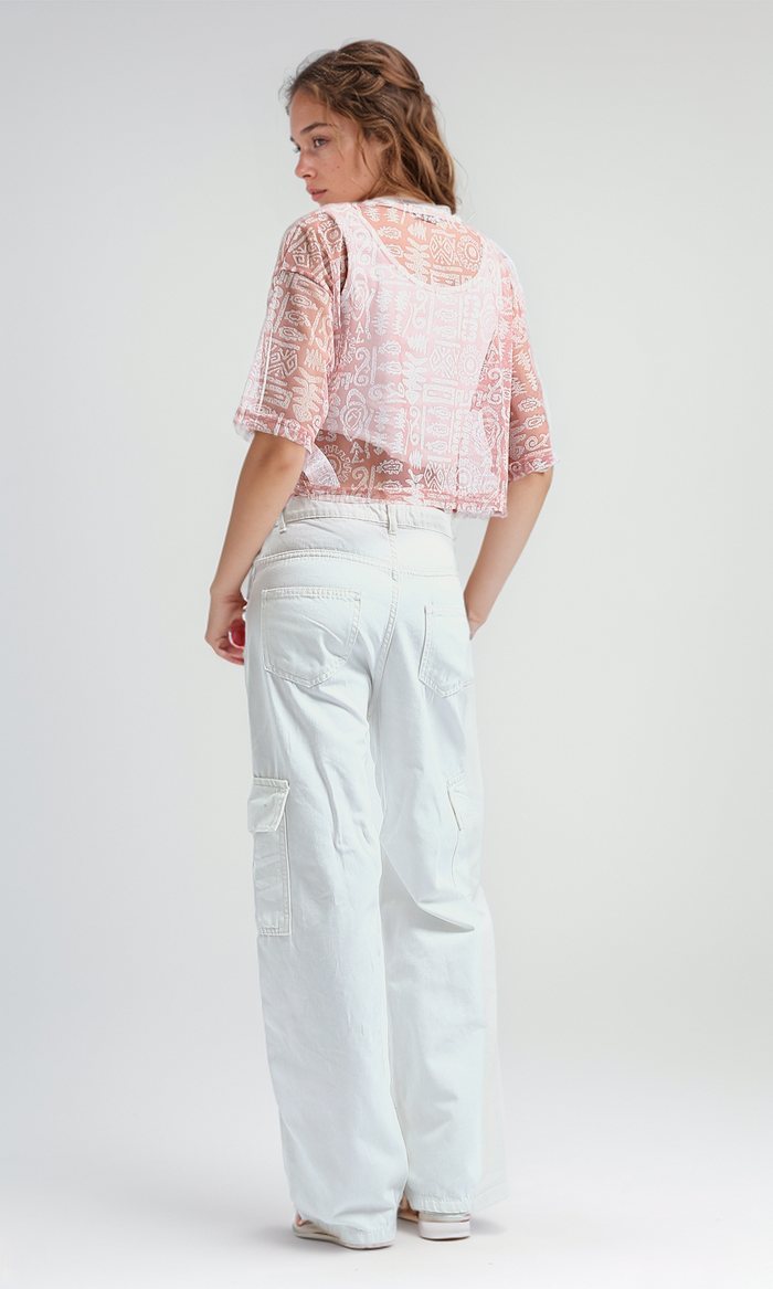 O191363 Slip On Chiffon Dark Simone Patterned Top