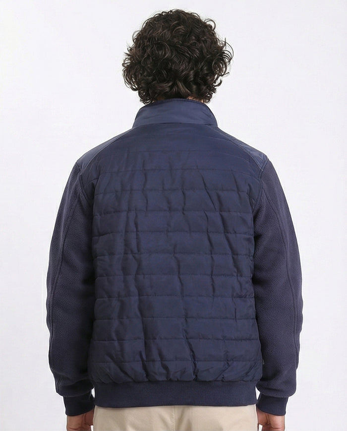 O199937 - Long Sleeves Zipped Bomber Jacket - Navy Blue