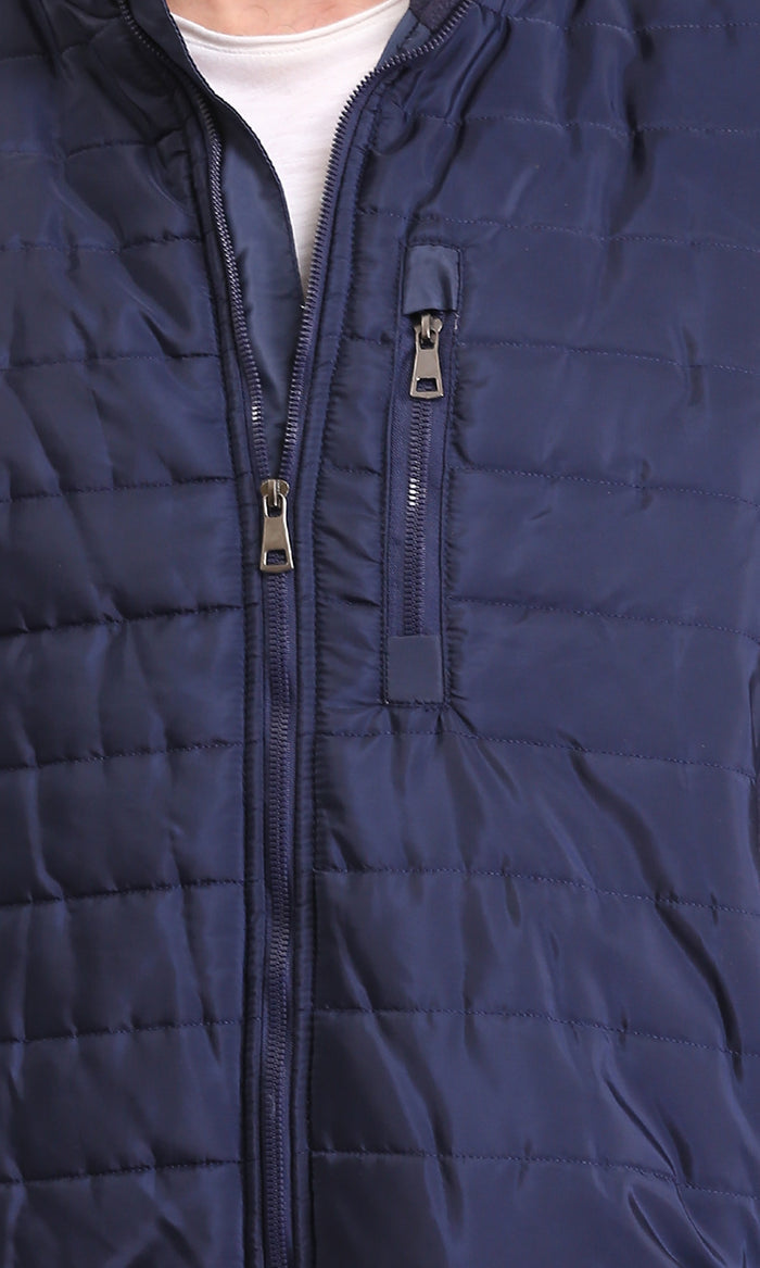 O199937 - Long Sleeves Zipped Bomber Jacket - Navy Blue