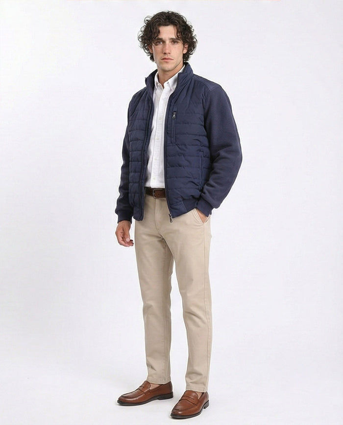 O199937 - Long Sleeves Zipped Bomber Jacket - Navy Blue