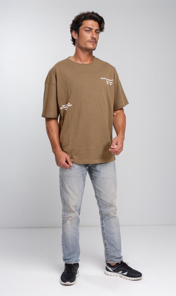 O203118 - Motivational Typography T-Shirt – Olive Green