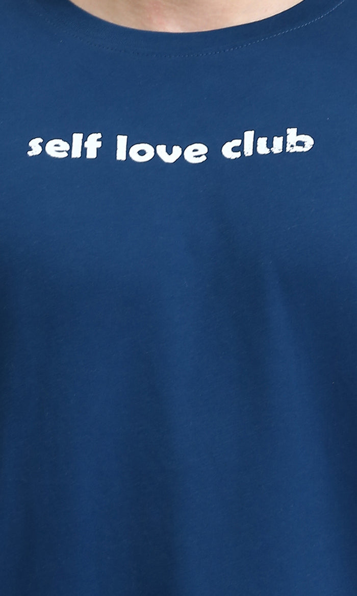O203136 - "Self Love Club" Crew Neck Cotton Tee - Teal