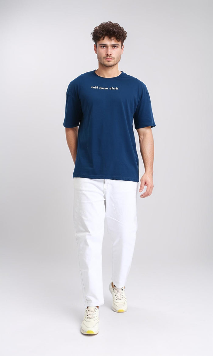 O203136 - "Self Love Club" Crew Neck Cotton Tee - Teal