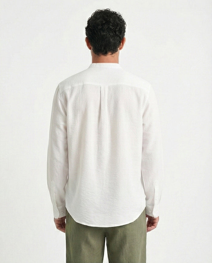 O203311 - Summer Textured Shirt with Mandarin Collar - Off-White