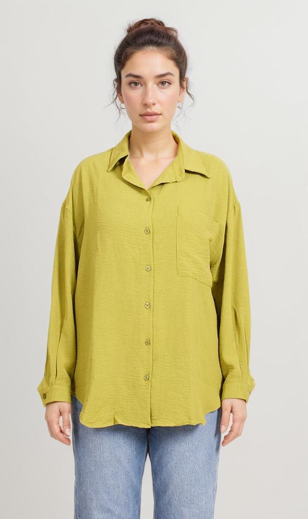 Textured Button-Up Shirt - Mustard