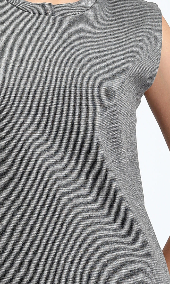 O204388 - Round Neck Sleeveless Maxi Dress - Heather Grey