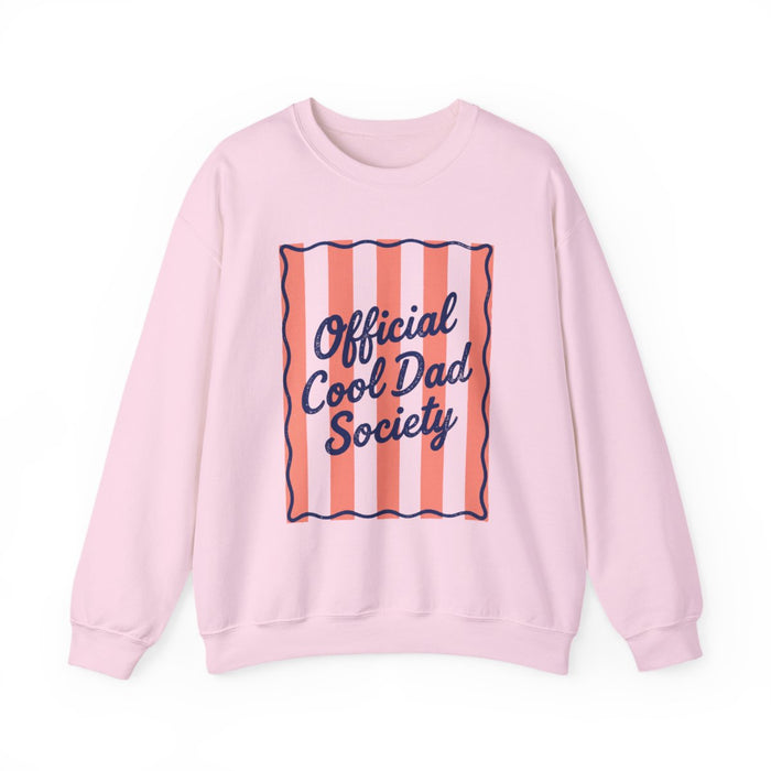 white sweatshirt with cool dad society humorous slogan