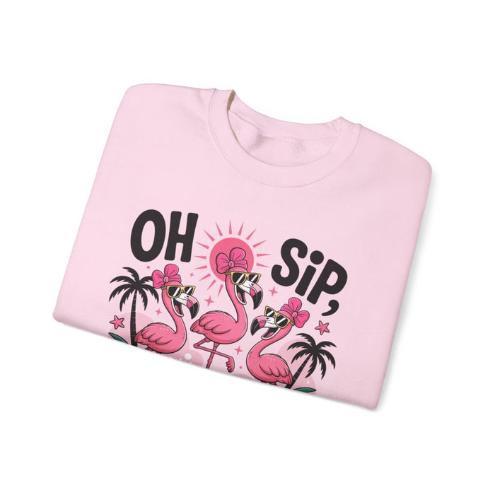 girls trip sweatshirt styled with matching outfits for group vacation