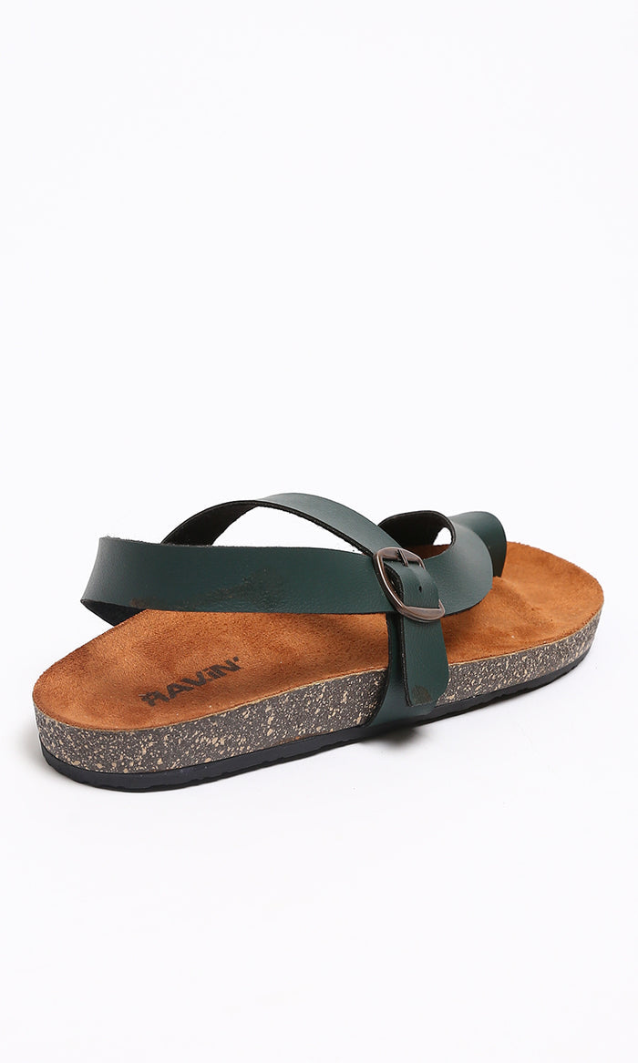 Olive Green Buckle Toe-Loop Sandal - R213249