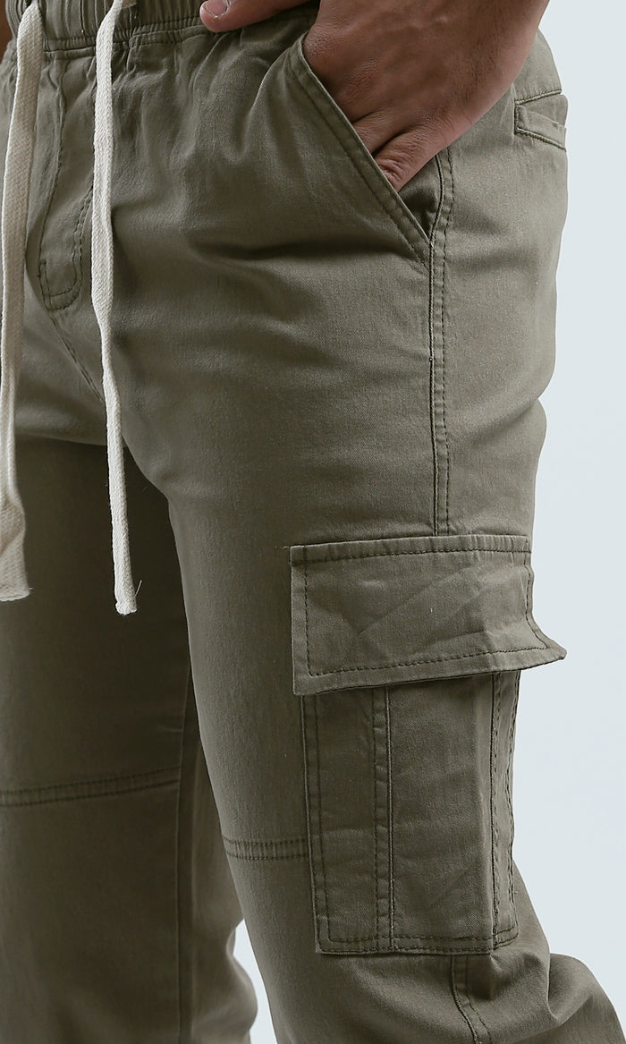 Olive Green Utility Cargo Drawstring Trousers - O192462