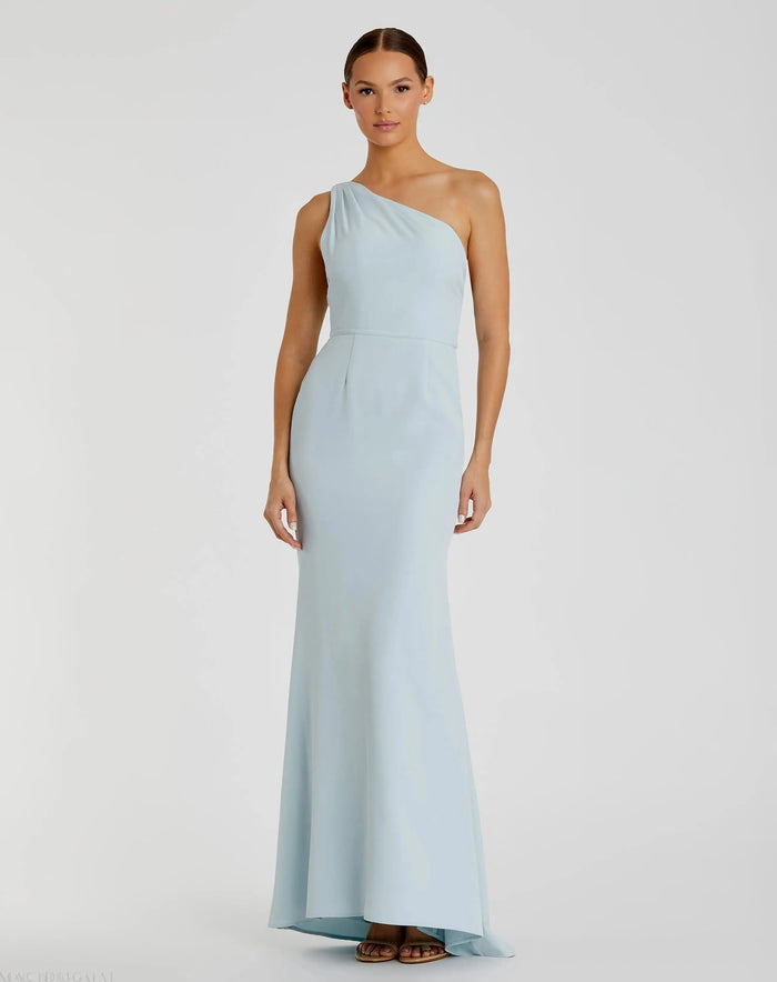 Blue One Shoulder Jersey Mermaid Gown - Mac Duggal