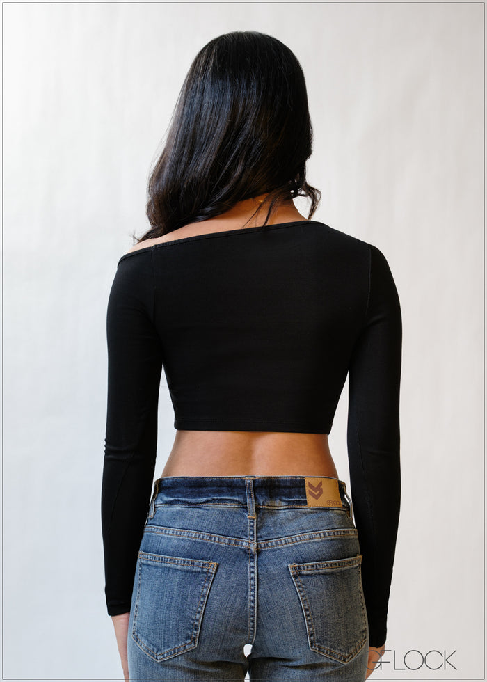 One Shoulder Rib Top - 200226