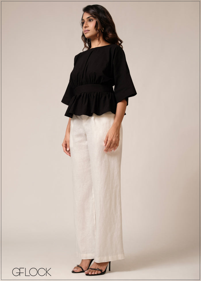 Open Back Peplum Blouse - 160726