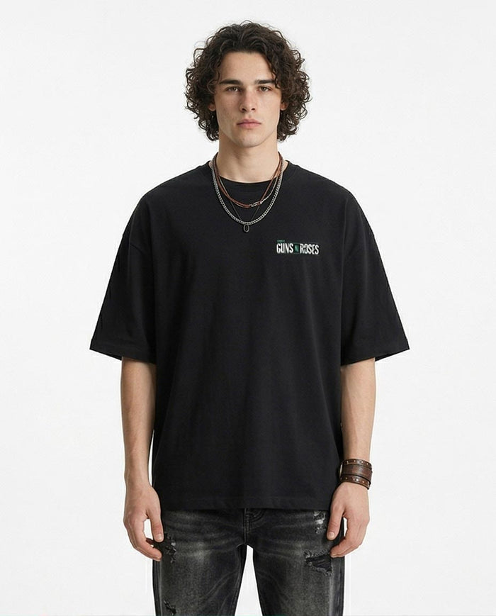 Oversized Graphic Heavyweight Tee in Midnight Black R216571