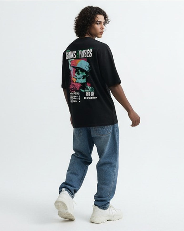 Oversized Graphic Heavyweight Tee in Midnight Black R216571