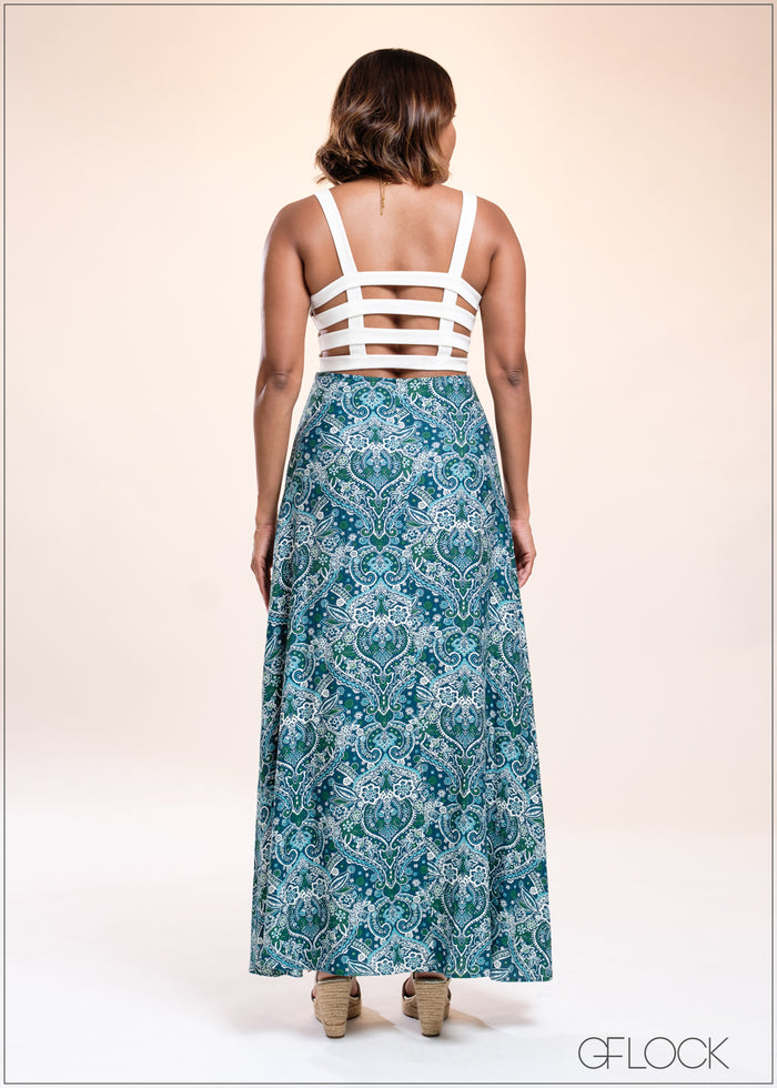 Paisley Printed Maxi Skirt - 040825