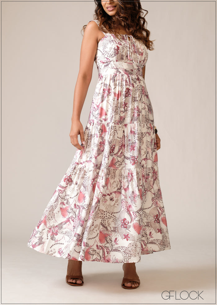 Pin Tuck Detailed Maxi Dress - 110526