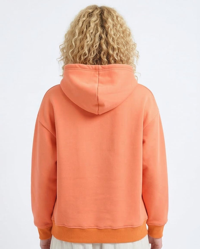 Pisces Celestial Graphic Oversized Hoodie in Vibrant Coral - O201148