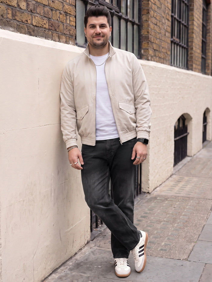 Plus Men's Black Relaxed Fit Washed Denim Jeans Non-Stretchable