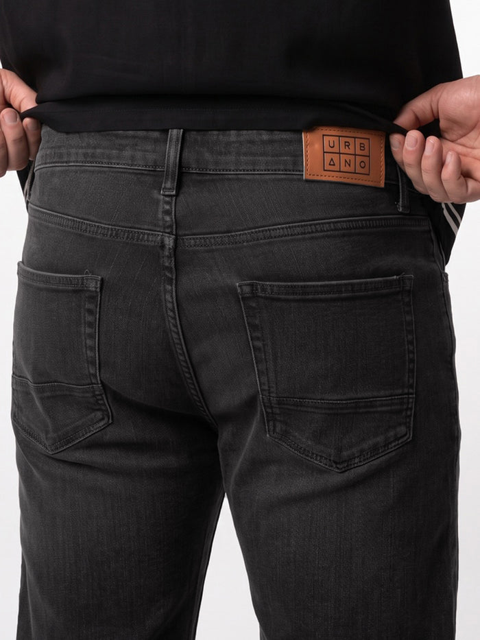 Plus Men's Black Relaxed Fit Washed Denim Jeans Non-Stretchable