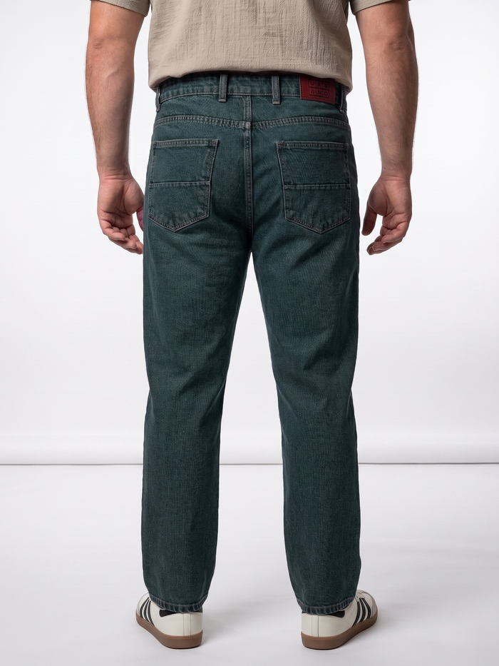 Plus Men's Blue Relaxed Fit Washed Denim Jeans Non-Stretchable