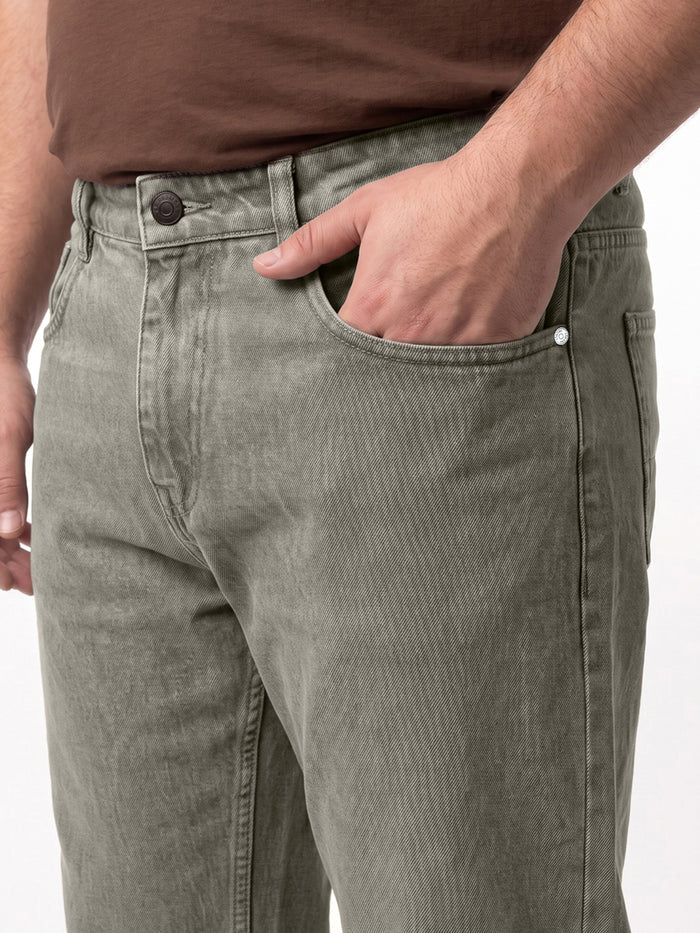 Plus Men's Ice Grey Relaxed Fit Washed Denim Jeans Non-Stretchable