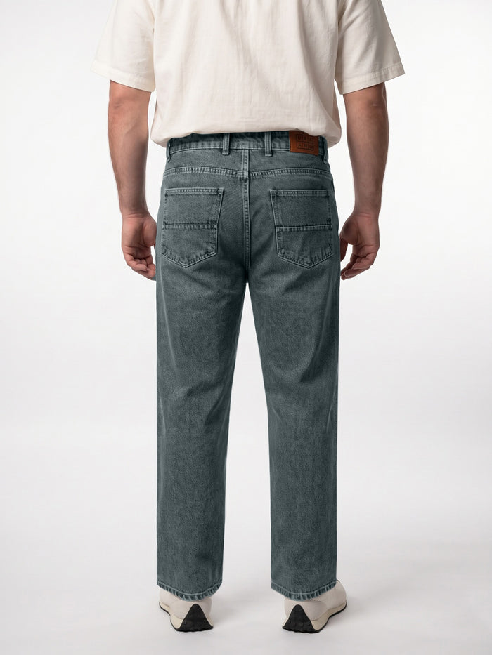 Plus Men's Light Blue Relaxed Fit Washed Denim Jeans Non-Stretchable