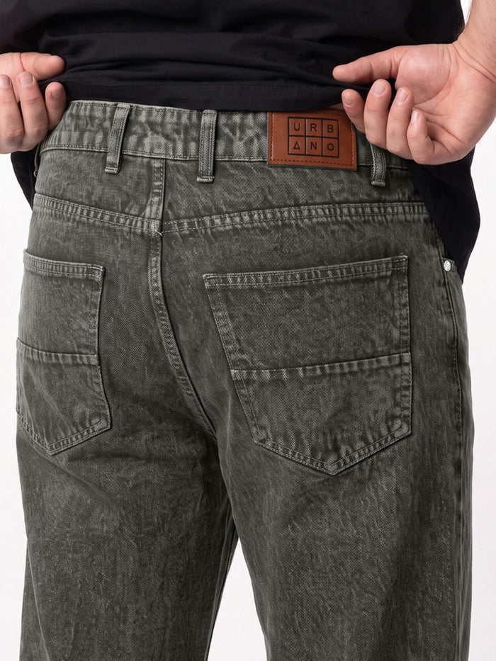 Plus Men's Light Grey Relaxed Fit Washed Denim Jeans Non-Stretchable