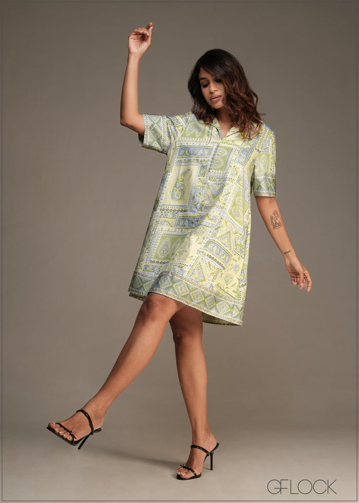 Printed A-Line Dress - 180526