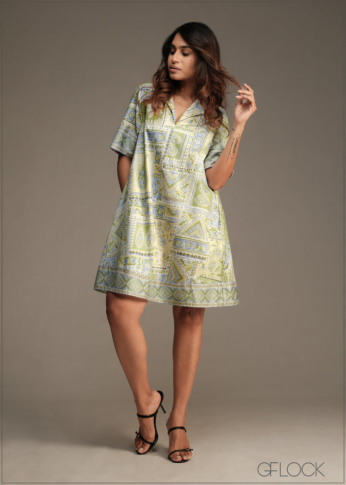Printed A-Line Dress - 180526
