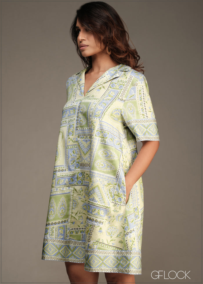 Printed A-Line Dress - 180526