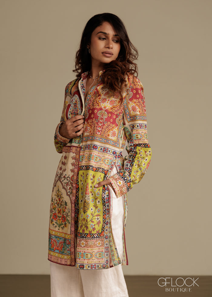 Printed Cotton Woven Shirt - women’s top alternate view - GFLOCK Sri Lanka