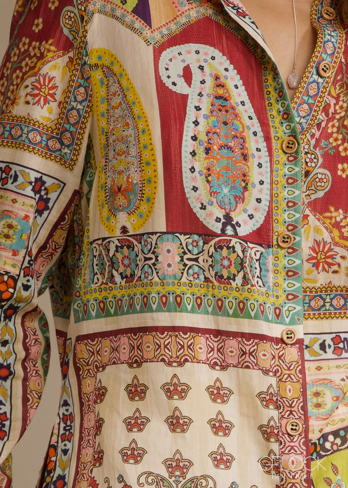 Printed Cotton Woven Shirt - women’s top alternate view - GFLOCK Sri Lanka