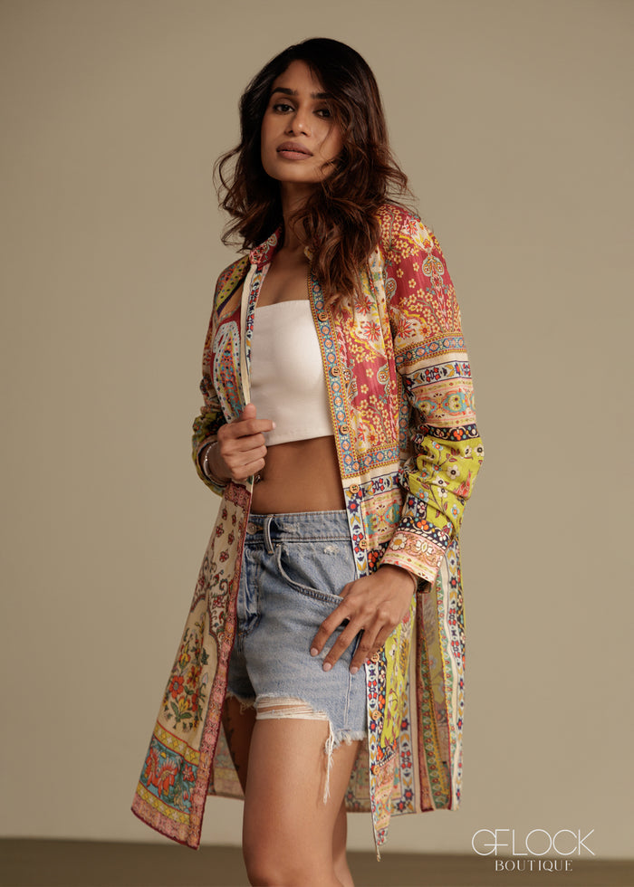 Printed Cotton Woven Shirt - women’s top alternate view - GFLOCK Sri Lanka