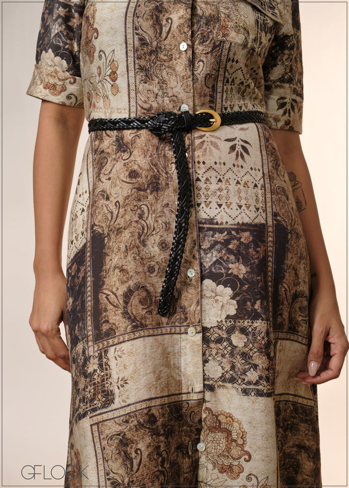 Printed Shirt Dress - 040426