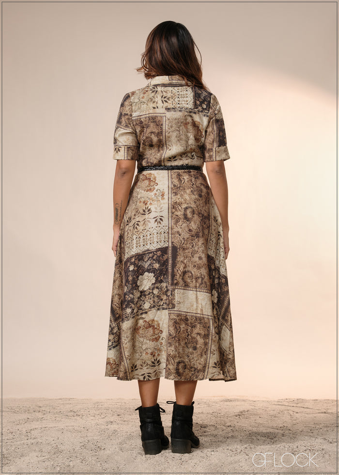 Printed Shirt Dress - 040426