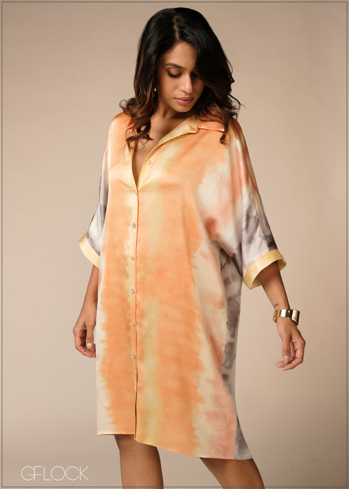 Printed Shirt Dress - 100426