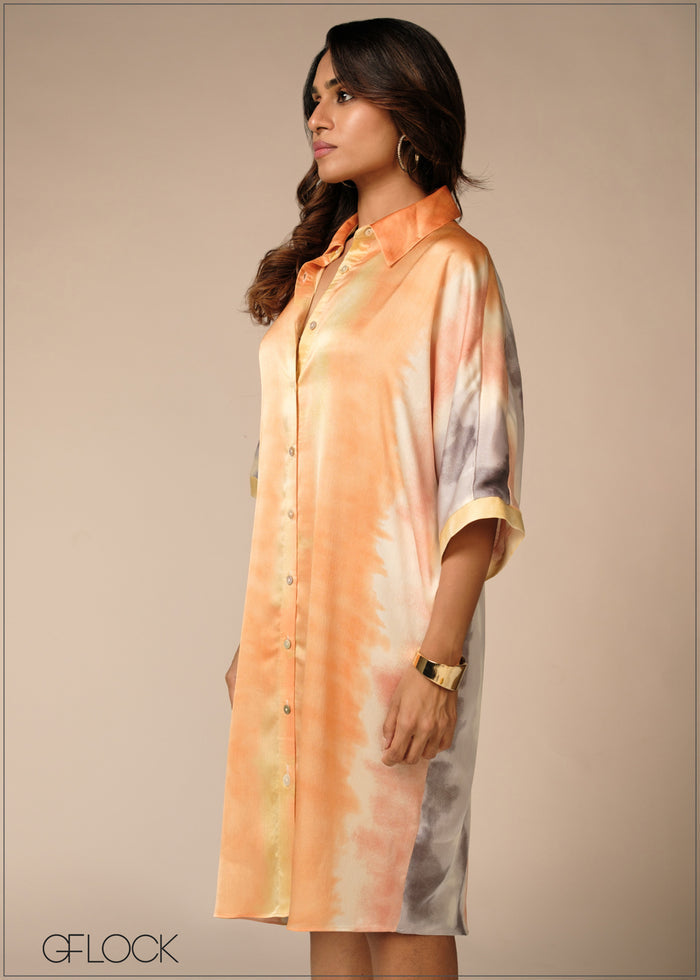Printed Shirt Dress - 100426