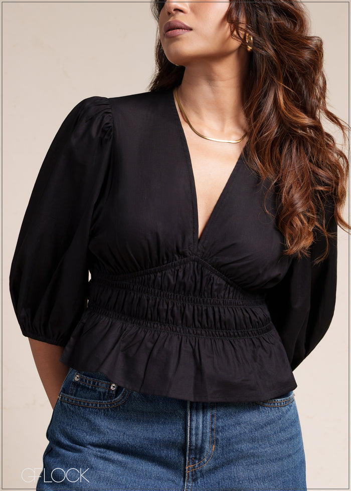 Puff Sleeve Smocked Top - 110526