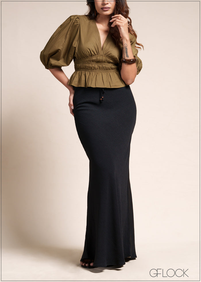 Puff Sleeve Smocked Top - 110526