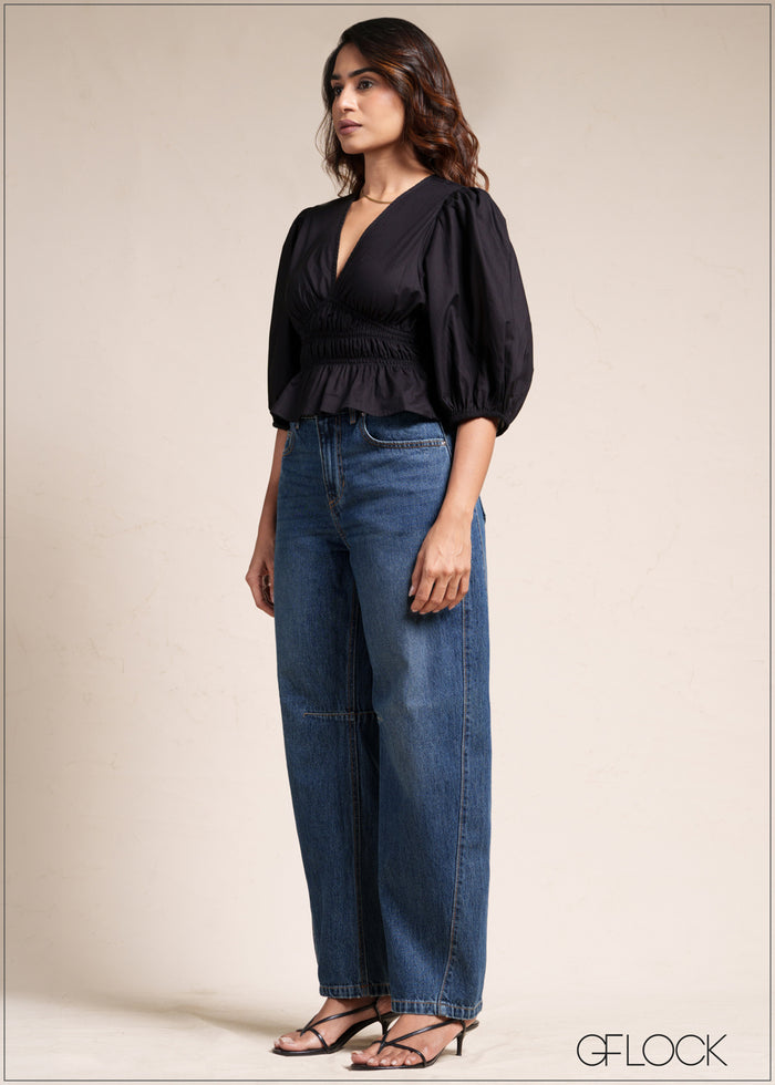 Puff Sleeve Smocked Top - 110526