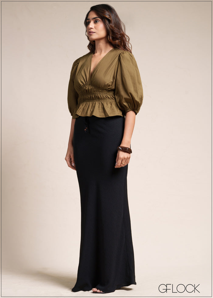 Puff Sleeve Smocked Top - 110526