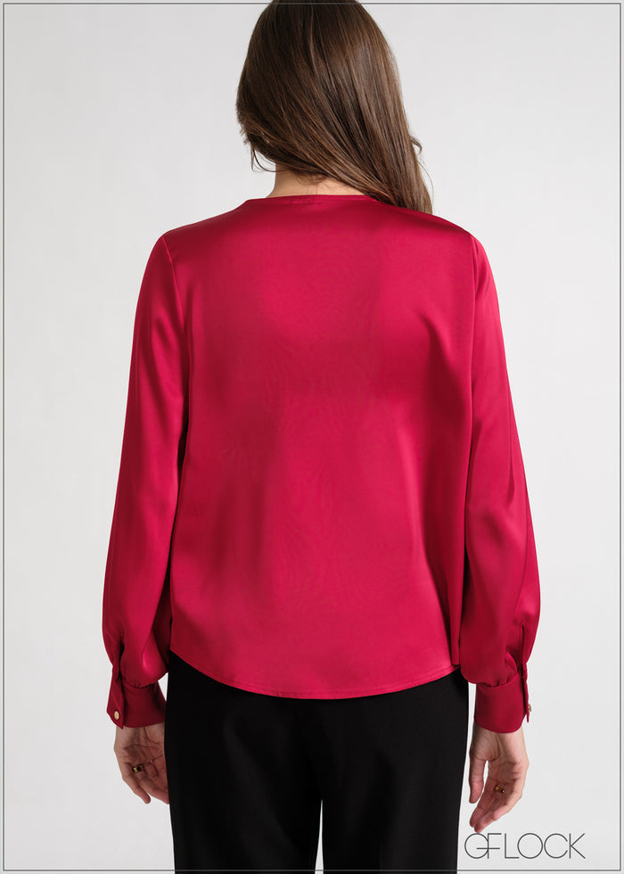 Puffed Sleeve V-Neck Top - 170826