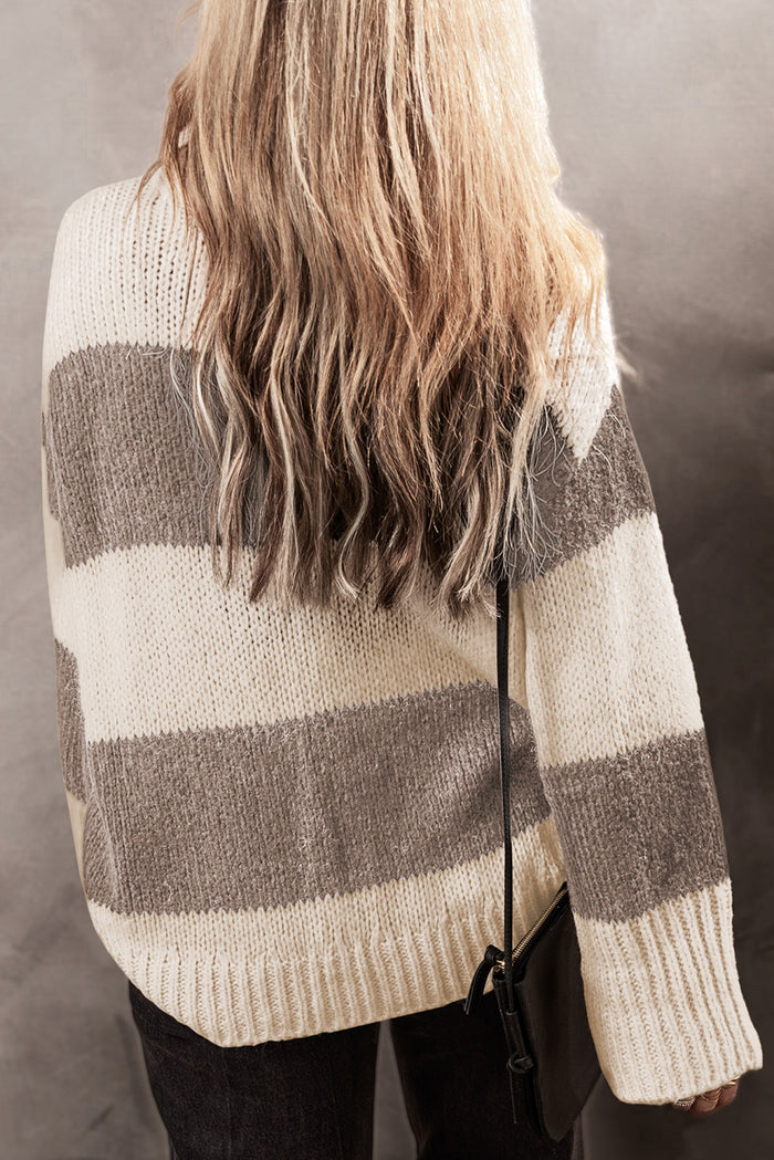 Pull ample à blocs de couleurs Simply Taupe