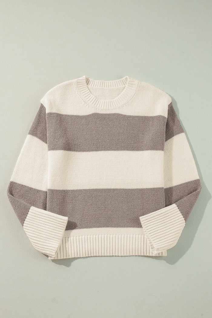 Pull ample à blocs de couleurs Simply Taupe
