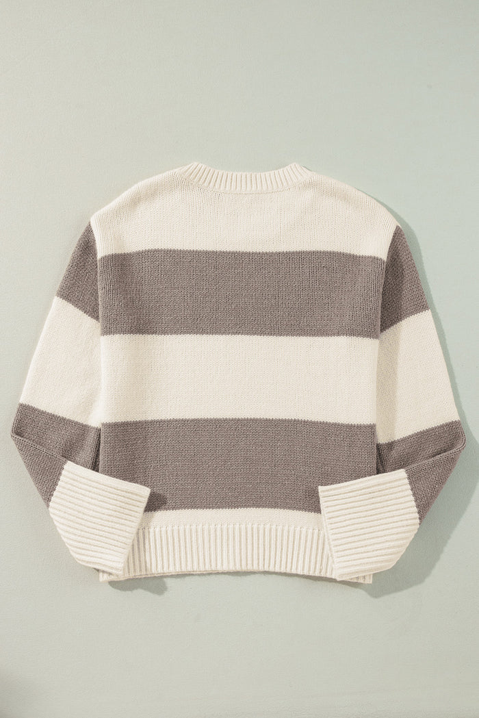 Pull ample à blocs de couleurs Simply Taupe