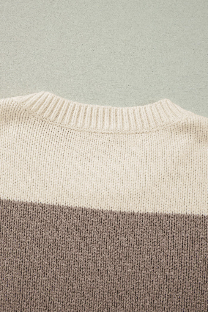 Pull ample à blocs de couleurs Simply Taupe