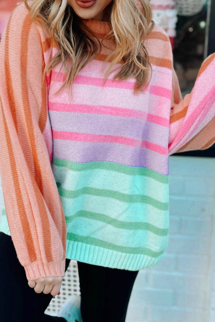 Pull ample multicolore à bords côtelés et dégradé