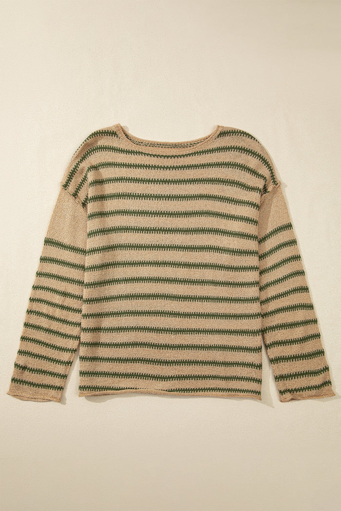 Pull décontracté à rayures kaki *