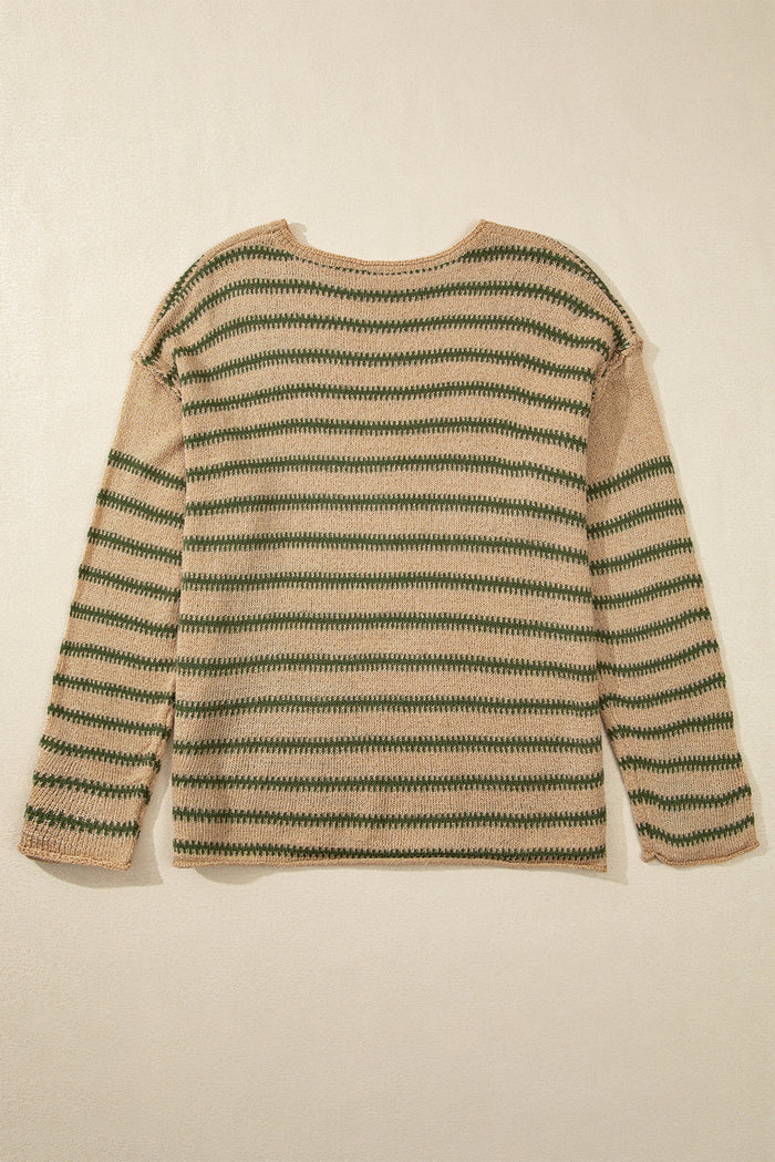Pull décontracté à rayures kaki *